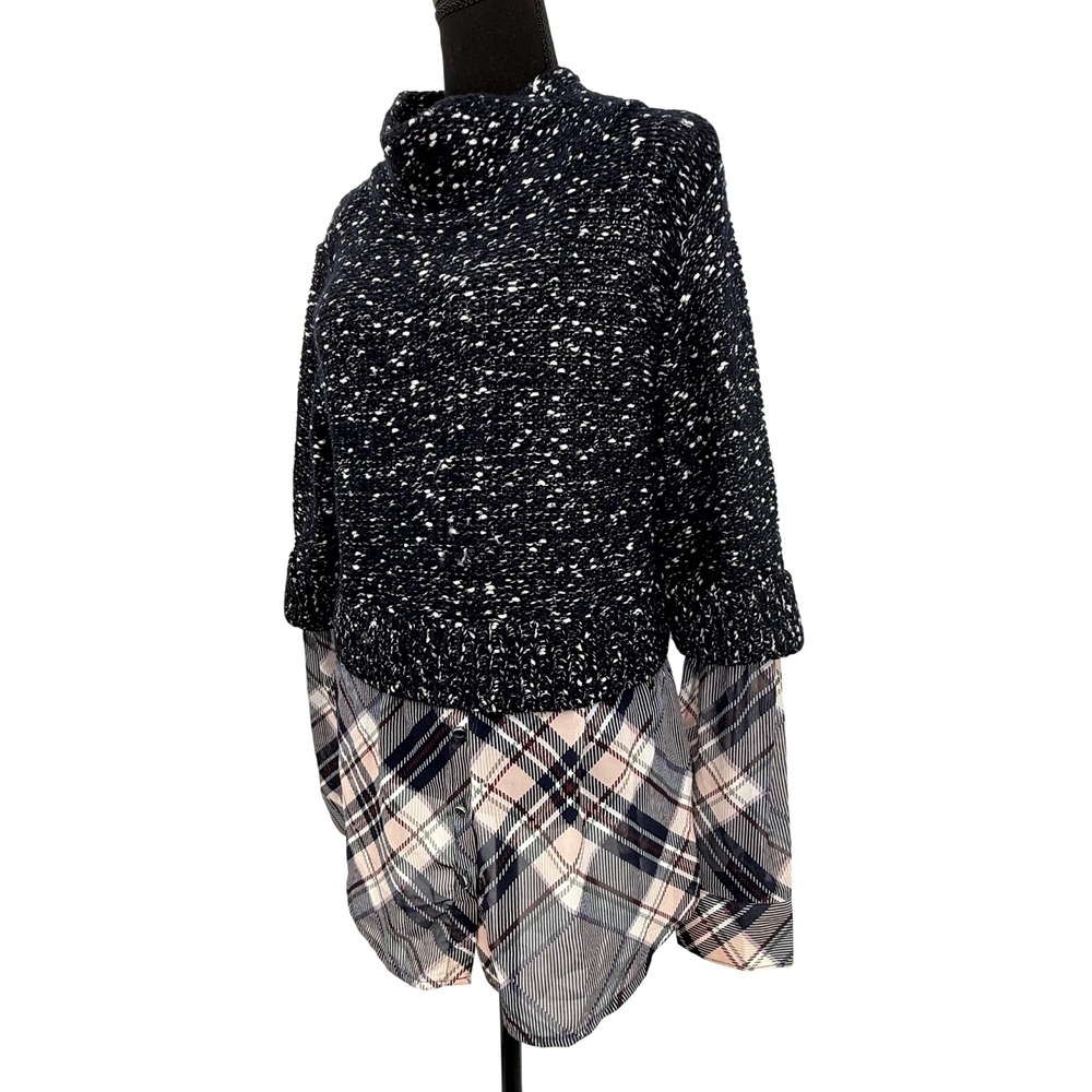 N Y & Co 7th Ave 2-in-1 Layered Look Metallic Knit Sweater L Preppy Office Y2k - Picture 13 of 15